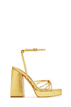 Load image into Gallery viewer, Lelia Platform Block Heels - Gold
