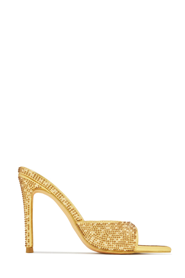 Load image into Gallery viewer, Amiah Embellished High Heel Mules - Gold
