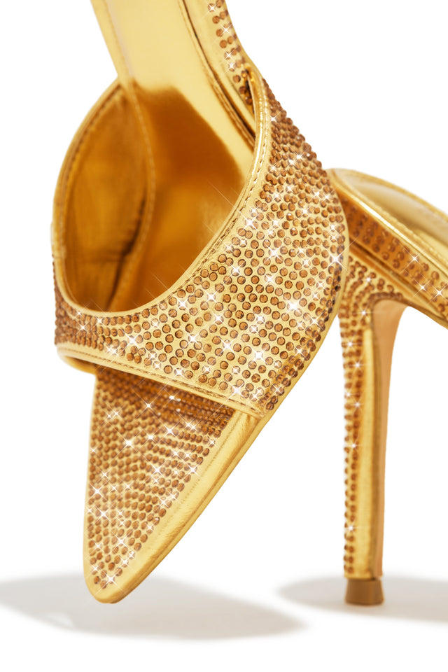 Load image into Gallery viewer, Amiah Embellished High Heel Mules - Gold
