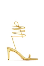 Load image into Gallery viewer, Ashantii Lace Up Mid Heels - Gold
