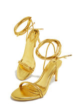 Load image into Gallery viewer, Ashantii Lace Up Mid Heels - Gold
