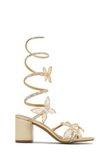 Load image into Gallery viewer, Fantasy Embellished Around The Ankle Coil Block Heels - Gold
