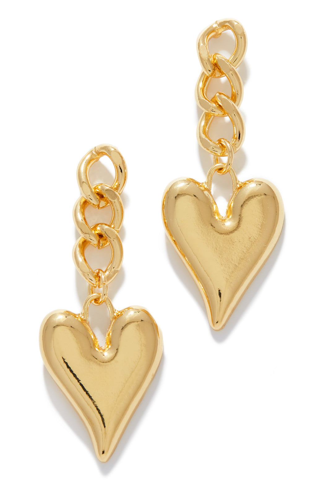 Love Bond Dangle Heart Pendant Earring - Gold