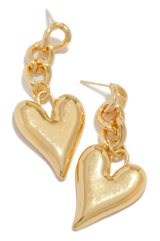 Load image into Gallery viewer, Love Bond Dangle Heart Pendant Earring - Gold
