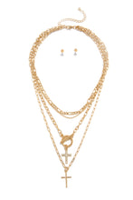 Load image into Gallery viewer, Gold Cross Necklace Set
