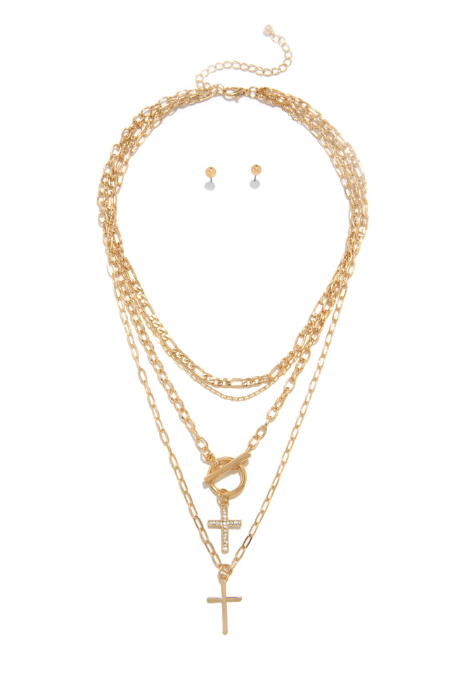 Load image into Gallery viewer, Cross Necklace with Stud Earring Set
