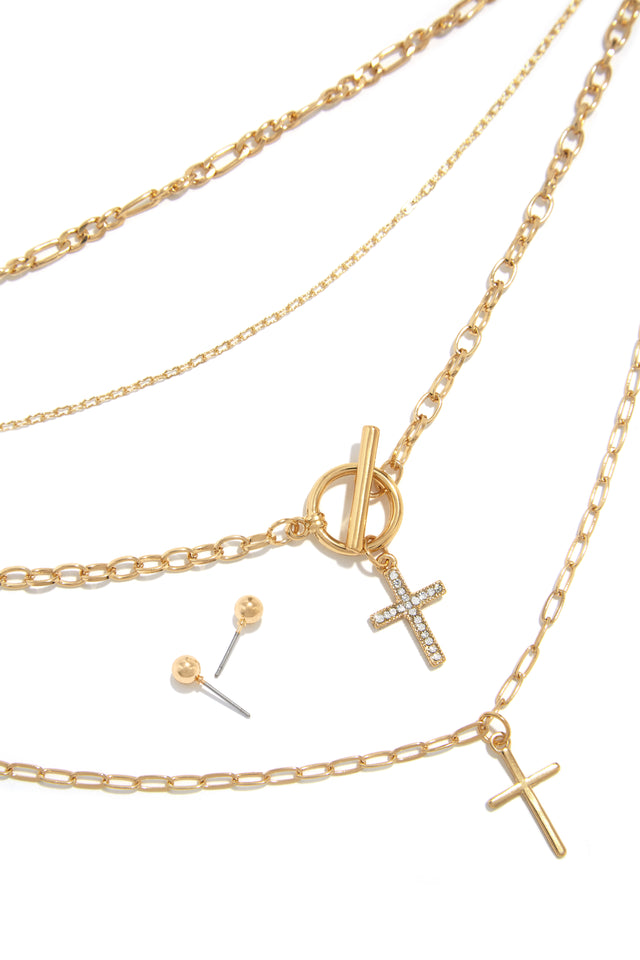 Load image into Gallery viewer, Layered Embellished Cross Necklace
