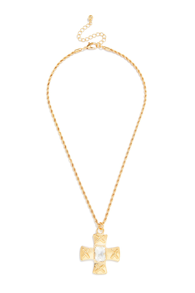 Load image into Gallery viewer, Cross Gold Tone Necklace
