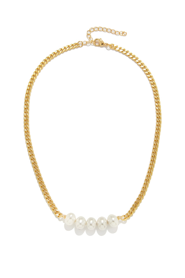 Load image into Gallery viewer, Perlas Adjustable Faux Pearl Necklace - Gold
