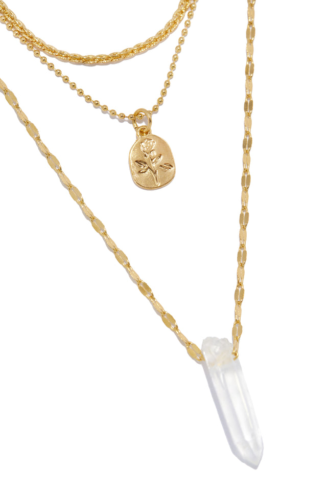 Load image into Gallery viewer, Gold and Clear Stone Layered Necklace
