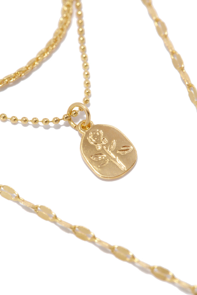 Load image into Gallery viewer, Stamped Rose Pendant Gold Necklace
