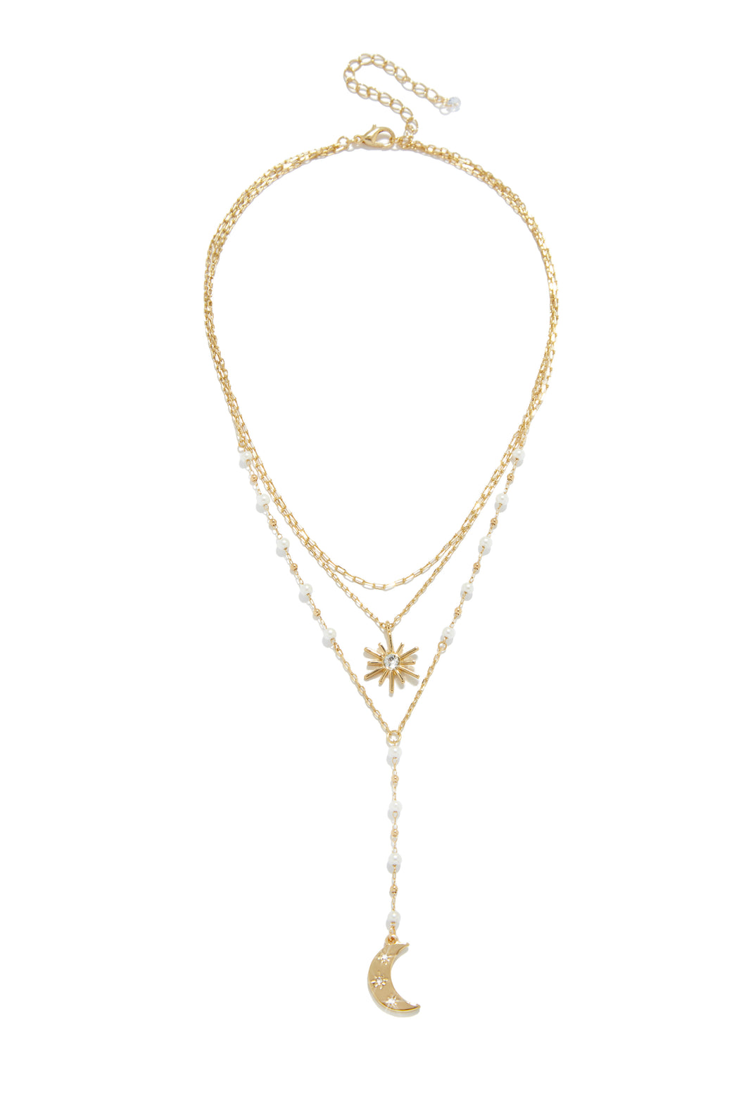 Gold Tone Necklace With Faux Pearl