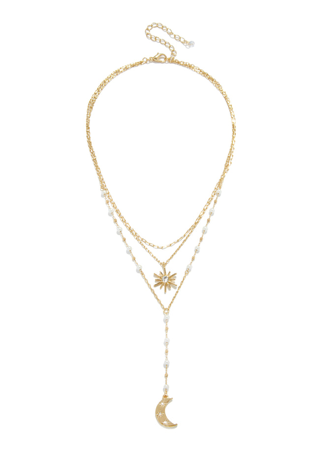 Load image into Gallery viewer, Gold Tone Necklace With Faux Pearl
