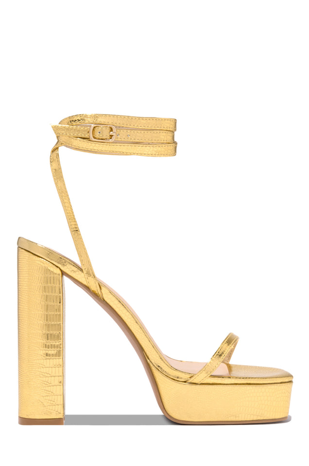 Load image into Gallery viewer, Gold-tone Embossed High Heels
