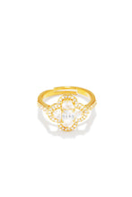 Load image into Gallery viewer, Gold-Tone Clove Shape Embellished Ring
