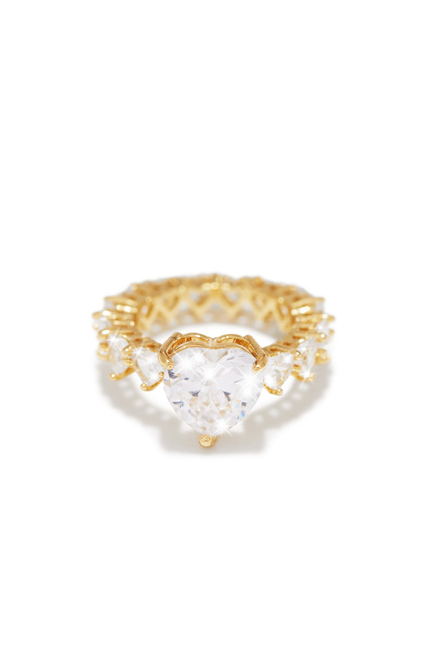 Load image into Gallery viewer, True Love Heart Embellished Ring - Gold
