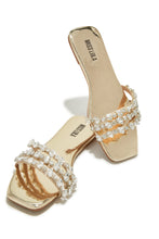 Load image into Gallery viewer, Luxury Trips Embellished Slip On Sandals - Gold
