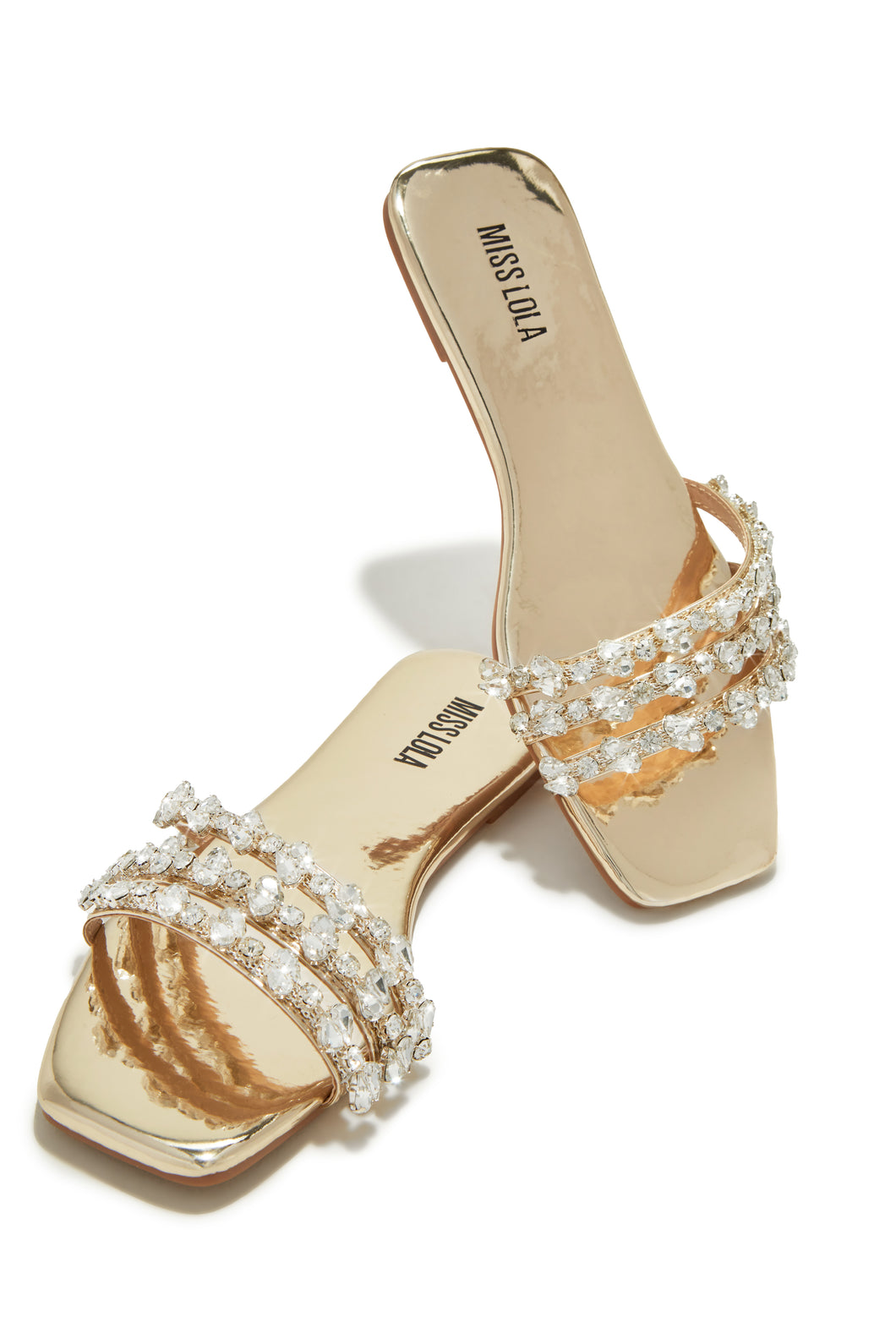 Luxury Trips Embellished Slip On Sandals - Gold