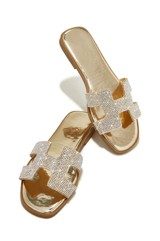 Load image into Gallery viewer, Summer Bling Gold Sandals

