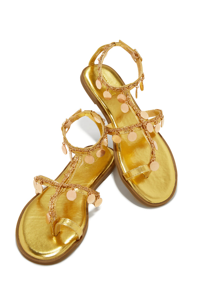 Load image into Gallery viewer, Gold Chain and Pendant Sandals
