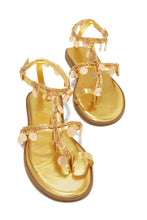 Load image into Gallery viewer, Ankle Strap Gold Metallic Sandals
