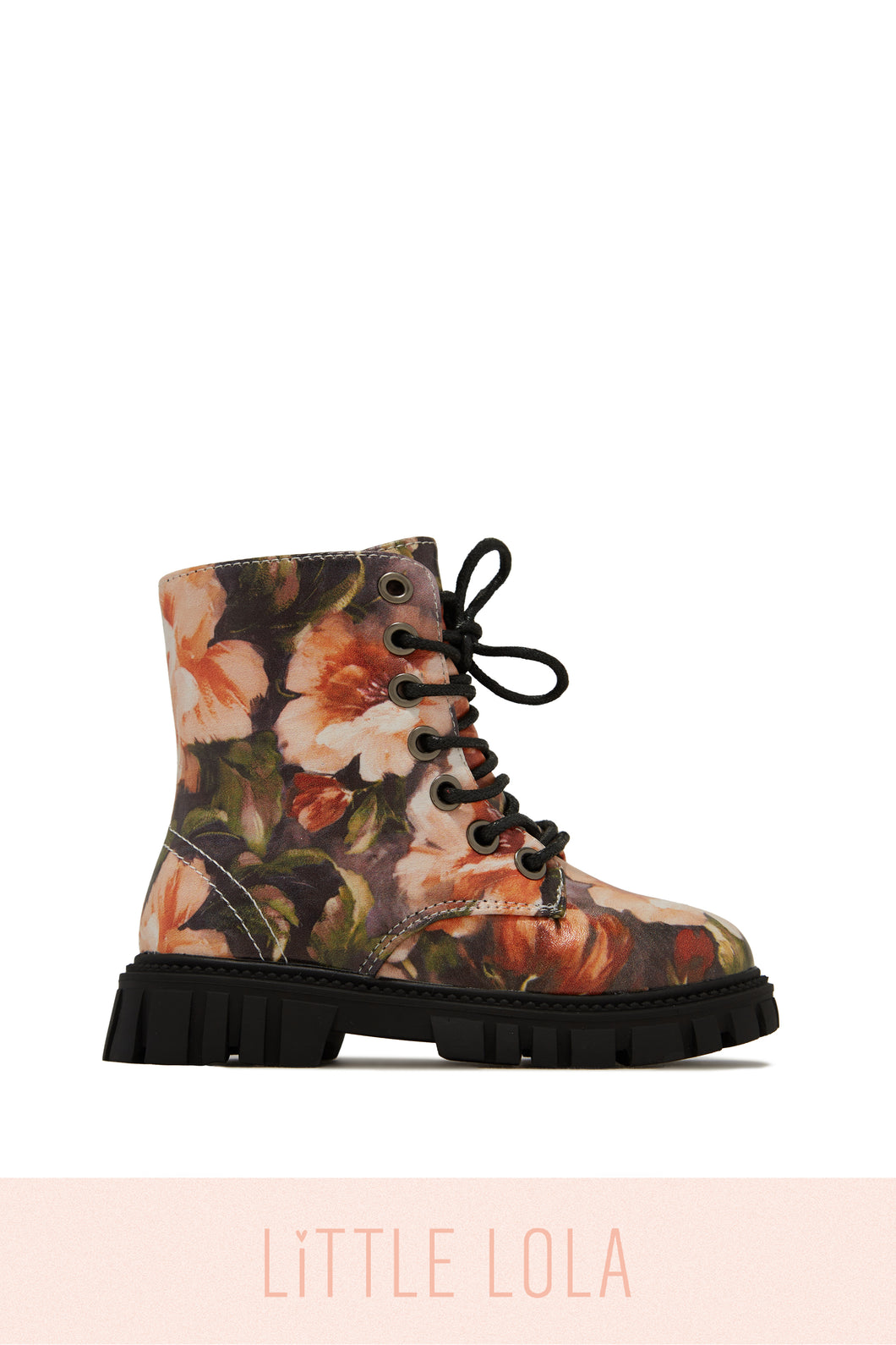 Grace Kids Lace Up Boots - Floral