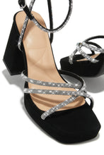Load image into Gallery viewer, Graciela Embellished Platform Block Heels - Black

