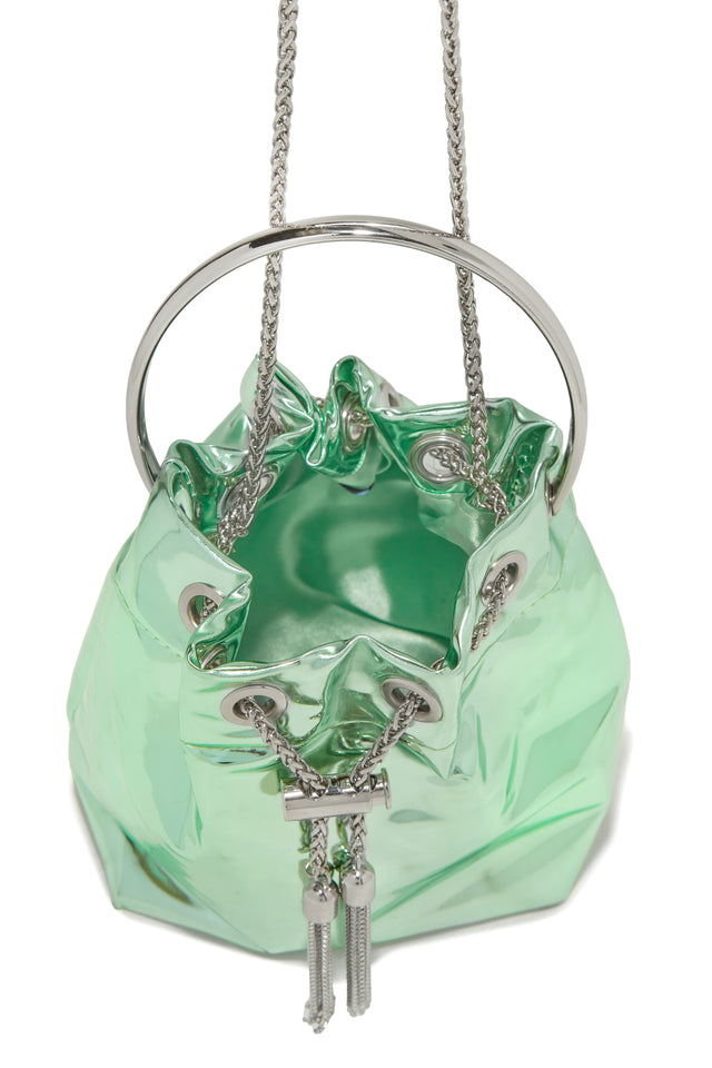 Miss Lola Jilian Green Metallic Bucket Bag MISS LOLA