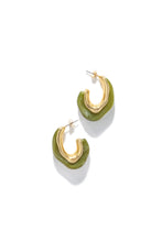 Load image into Gallery viewer, Green Summer Hoop Earrings
