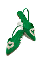 Load image into Gallery viewer, Green Rhinestone Flats
