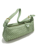 Load image into Gallery viewer, Sage Green Shoulder Bag with All Around Woven Detailing
