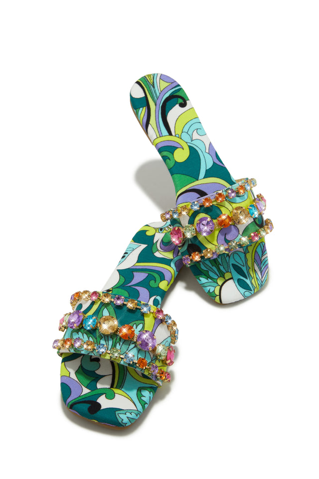 Load image into Gallery viewer, Luxe Paradise Embellished Slip On Sandals - Green
