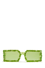 Load image into Gallery viewer, Cuff It Embellished Squared Sunglasses - Lime
