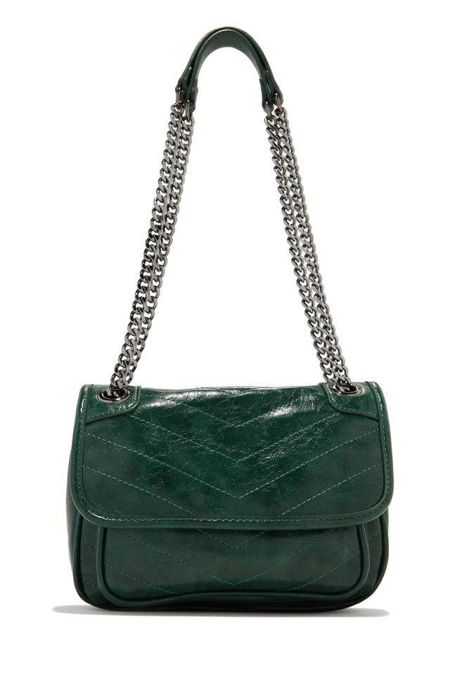 Load image into Gallery viewer, Emerald Green Chevron Quilted Crossbody Bag
