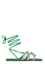 Load image into Gallery viewer, Ibiza Nights Embellished Lace Up Sandals - Green
