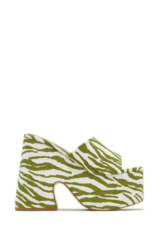 Load image into Gallery viewer, Zebra Green and White Mules
