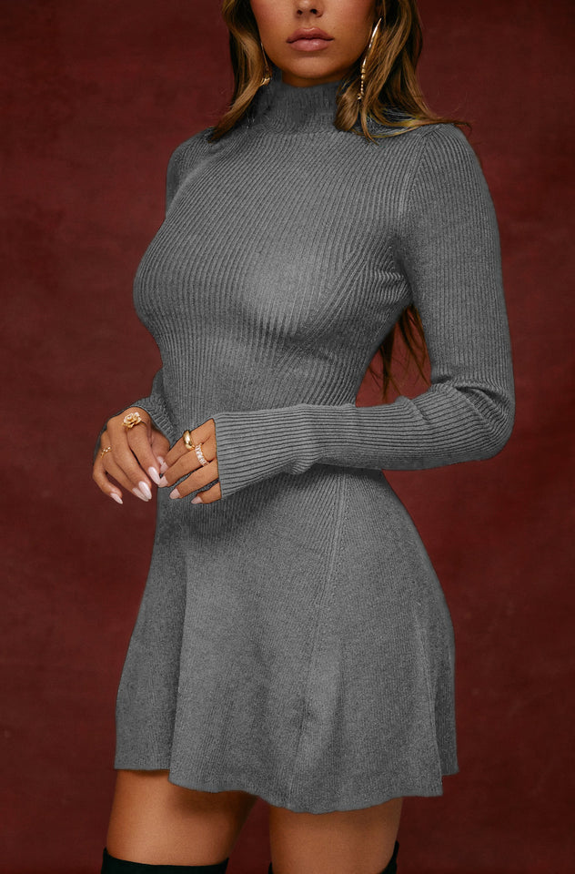 Load image into Gallery viewer, Aida Long Sleeve Mini Dress - Grey
