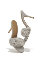 Load image into Gallery viewer, Cold Heart Faux Fur Strap High Heel Mules - Grey
