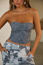 Load image into Gallery viewer, Charcoal Distressed PU Corset Top
