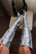 Load image into Gallery viewer, Hailey Knee High Stiletto Boots - Black/White Snake
