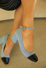 Load image into Gallery viewer, Harlan Ankle Strap Block Mid Heels - Denim
