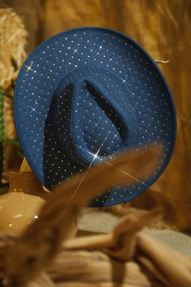 Load image into Gallery viewer, Harlen Embellished Wester Hat - Dark Denim
