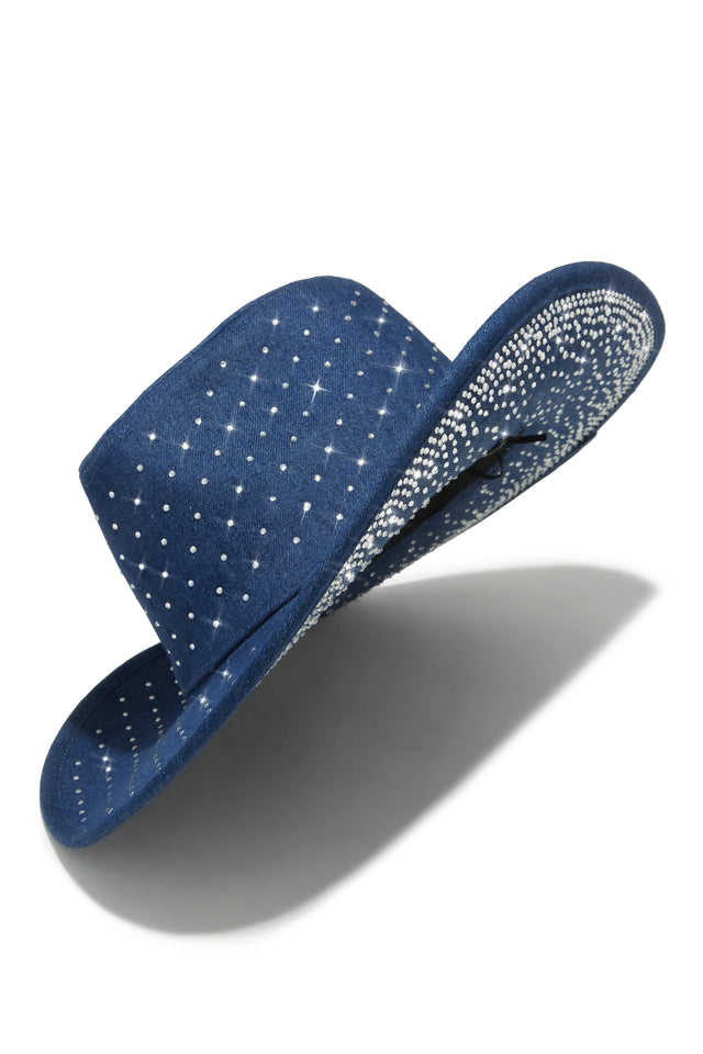 Load image into Gallery viewer, Harlen Embellished Wester Hat - Dark Denim
