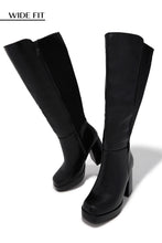 Load image into Gallery viewer, Harley Wide Fit Platform Block Heel Boots - Black

