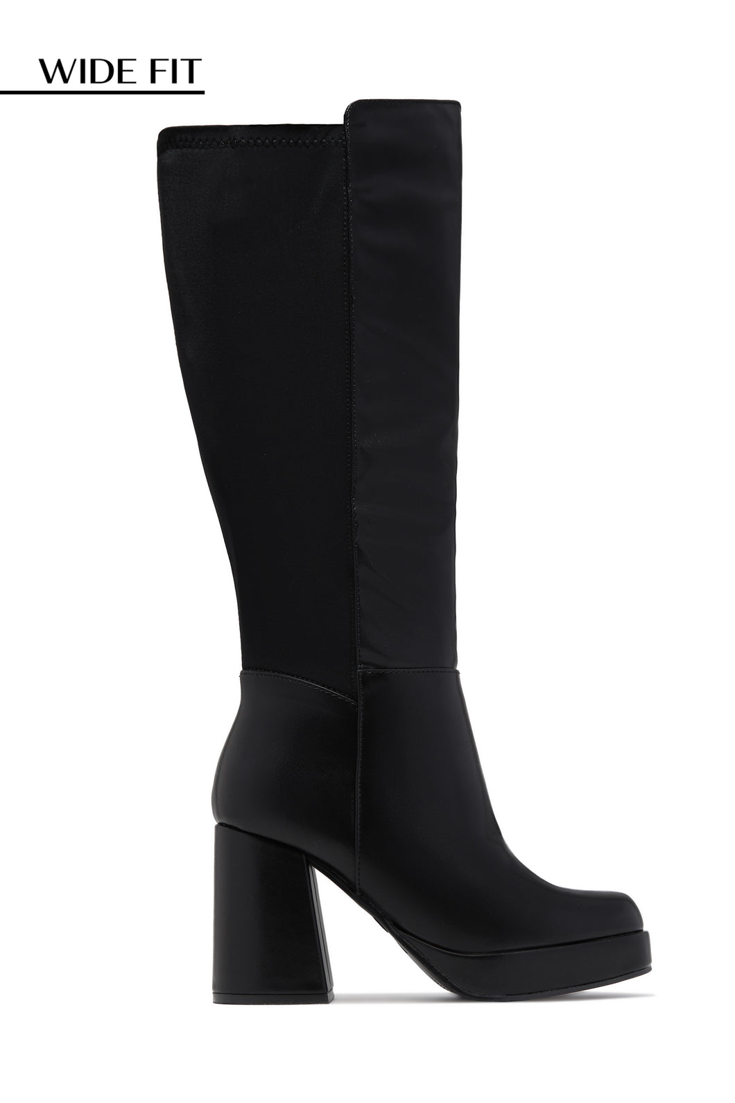 Harley Wide Fit Platform Block Heel Boots - Black