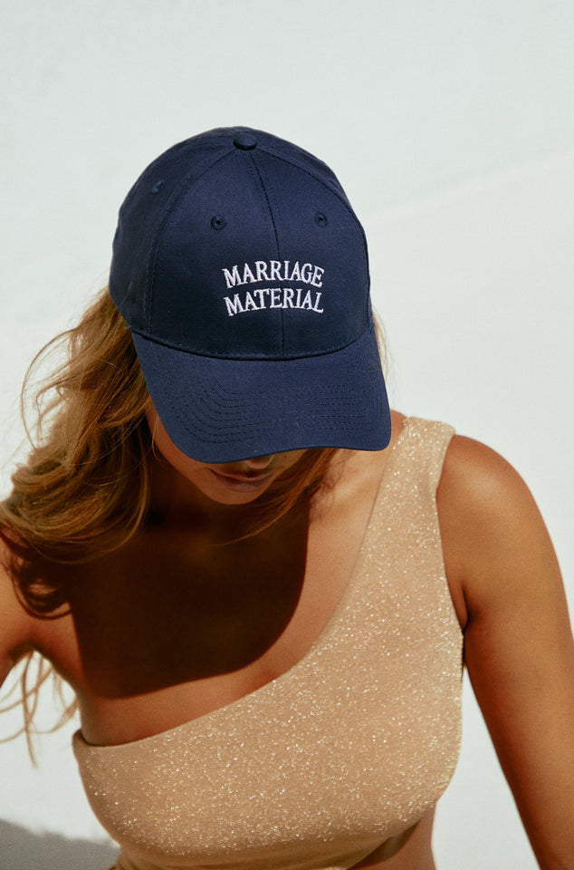 Load image into Gallery viewer, Navy Baseball Hat Styled with Swim
