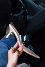 Load image into Gallery viewer, Hayley Clear Strap Mid Heel Mules - Nude
