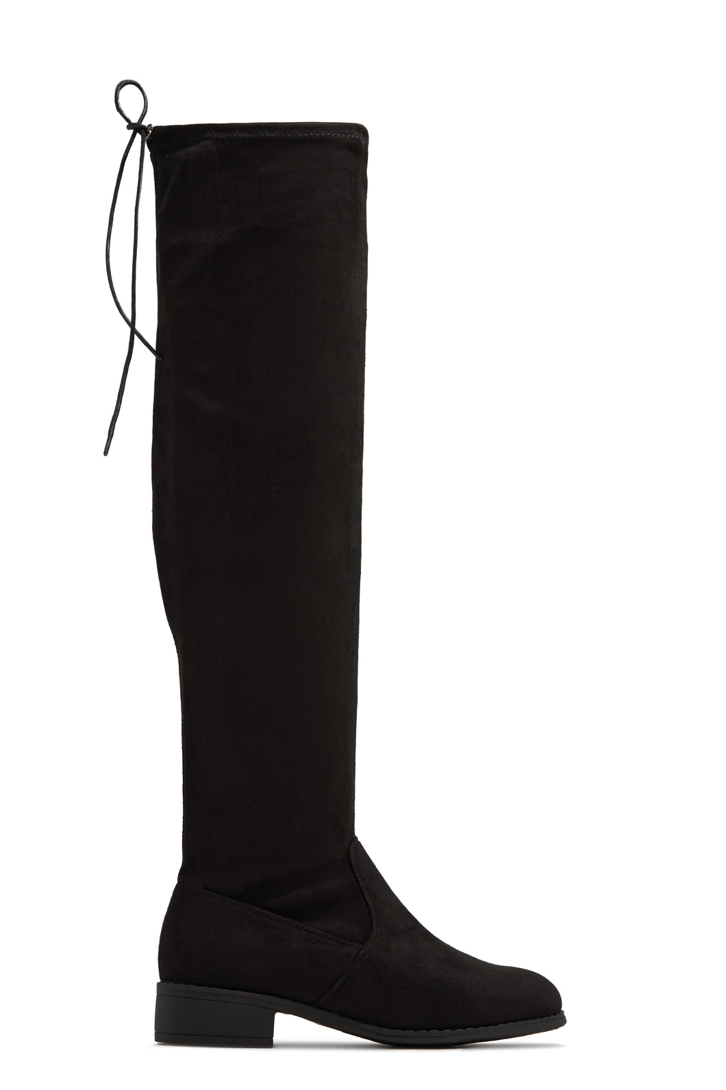 High & Low Over The Knee Flat Boots - Black