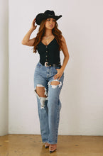 Load image into Gallery viewer, Jeans Styled with Belt, Vest and Cowgirl Hat
