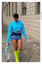 Load image into Gallery viewer, Masey Cable Knit Cropped Sweater - Blue
